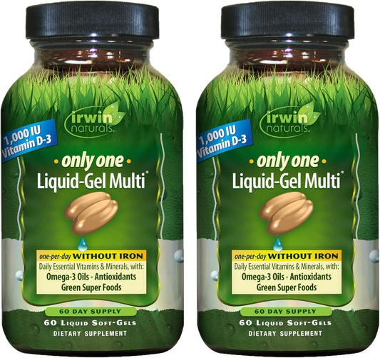 Irwin Naturals Only One Multivitamínico sin Hierro – 60 Soft-Gels (2 Pack)