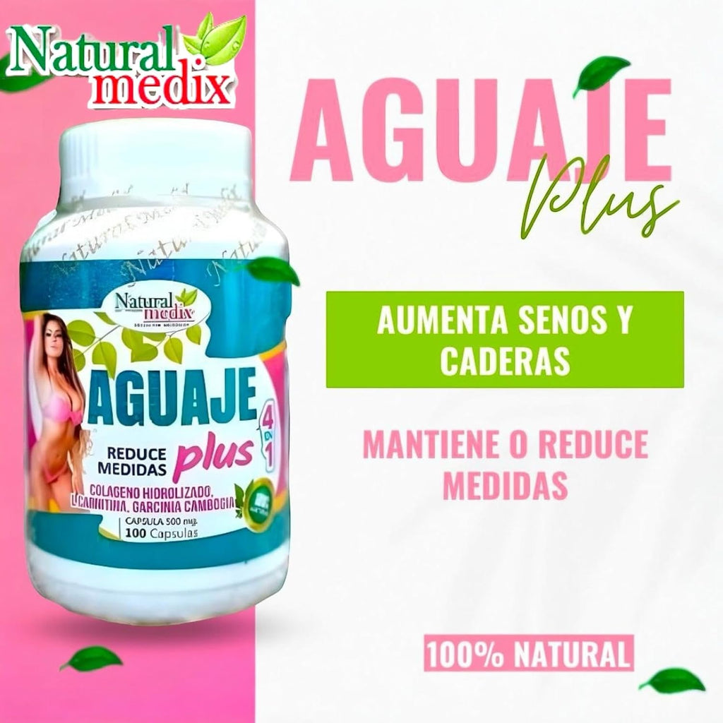Aguaje Plus 4 en 1 - Complemento Femenino Peruano para Curvas y Figura - Natural - 100 Cápsulas