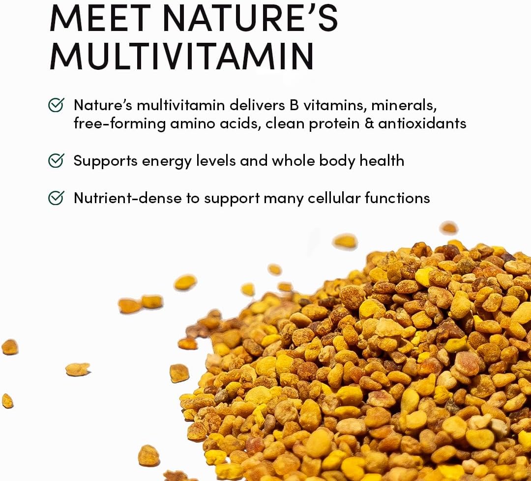 Beekeeper's Naturals - Gránulos de Polen de Abeja 100% Crudo, Enzimas Naturales Preservadas, Fuente de Vitamina B, Minerales, Aminoácidos y Proteína - Paleo y Keto, Sin Gluten (148 g)