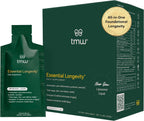 Essential Longevity® — 100% Liposomal 15-in-One Stack. NAD+ Precursor Nicotinamida, Quercetina, C, D3, B12, Magnesio Glicinato, Melena de León, Chaga, Agaricus, Taurina, Hialuronato Sódico. 30 Sobres.