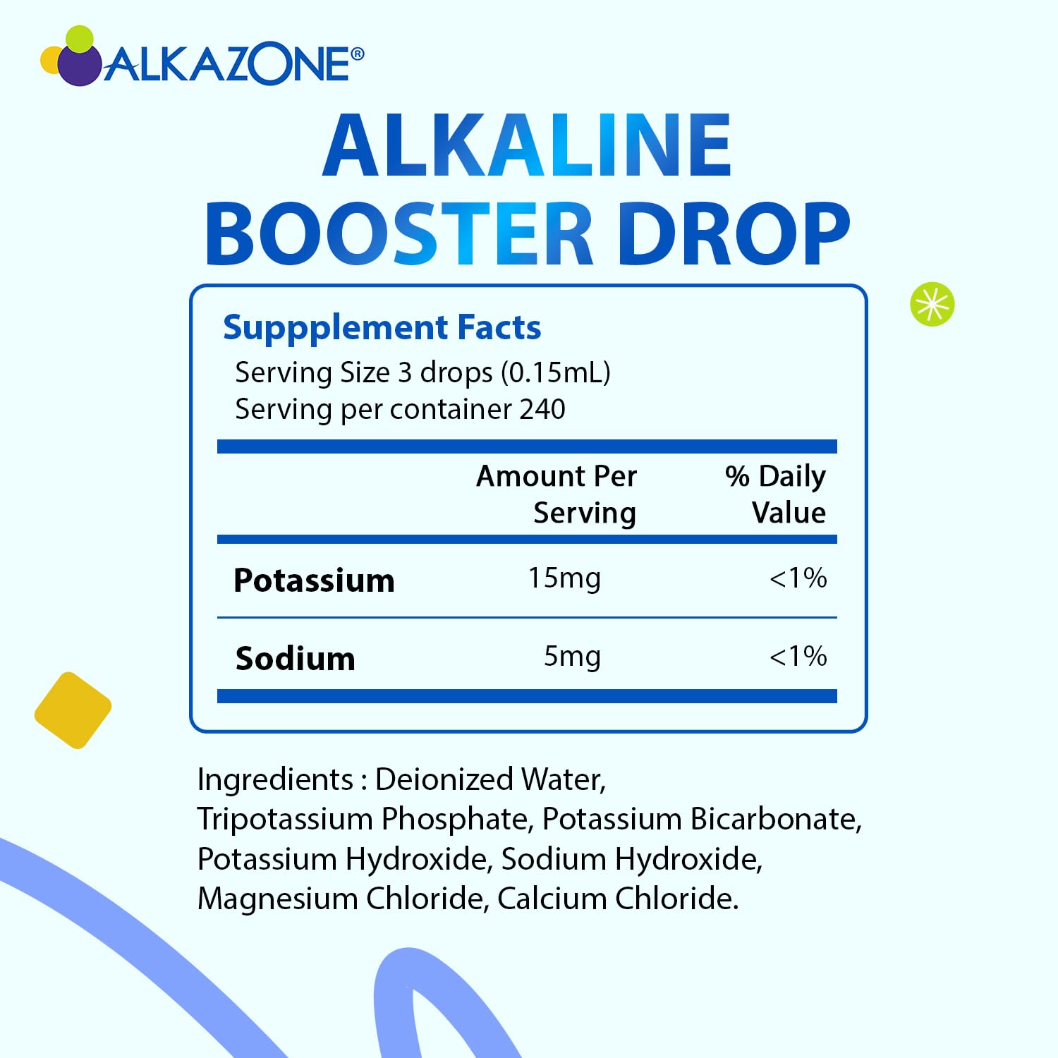ALKAZONE Gotas Alcalinas - Potenciador de Agua Alcalina 1.25 oz (2 Paquetes)