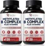 Migcopat Complejo B Metilado 17-en-1, 258,150 mcg Multivitamínico, B12 Metilcobalamina, Metilfolato, Vitamina C, Vitamina D3 K2, CoQ10, Biotina, TMG - 120 Cápsulas
