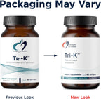 Designs for Health TRI-K - Tres Formas de Vitamina K + GG, Alta Potencia - 2000mcg Vitamina K1, 500mcg K2 MK-4 - Sin OGM + Sin Gluten (60 Cápsulas Blandas)