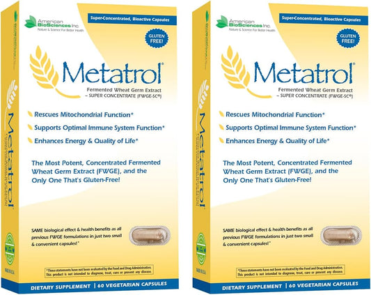 American BioSciences Metatrol - Lote de 2 Cajas - Extracto Fermentado de Germen de Trigo Superconcentrado, 60 Cápsulas