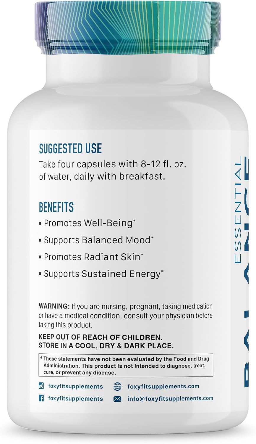 Essential Balance Apoyo Hormonal y Multivitamínico para Mujeres - Foxy Fit (30 Dosis)