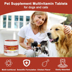 PICPOW Multivitamínico masticable para perros con glucosamina, condroitina, enzimas digestivas y probióticos, 120 comprimidos
