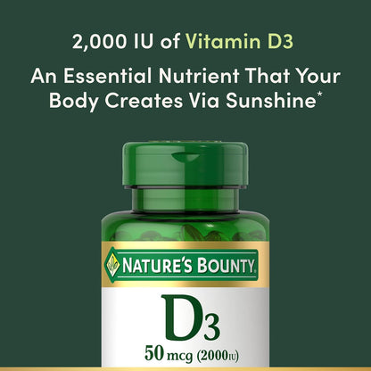 Nature's Bounty Vitamina D3 2000 IU – 240 Cápsulas Blandas de Liberación Rápida – Image 3