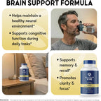 Balanced Vibe Brain Supplement 8 in 1 con Lion's Mane, Bacopa, Rhodiola, Ginkgo para Memoria, Enfoque y Claridad Mental, Sin Estimulantes, Vegano, 90 Cápsulas