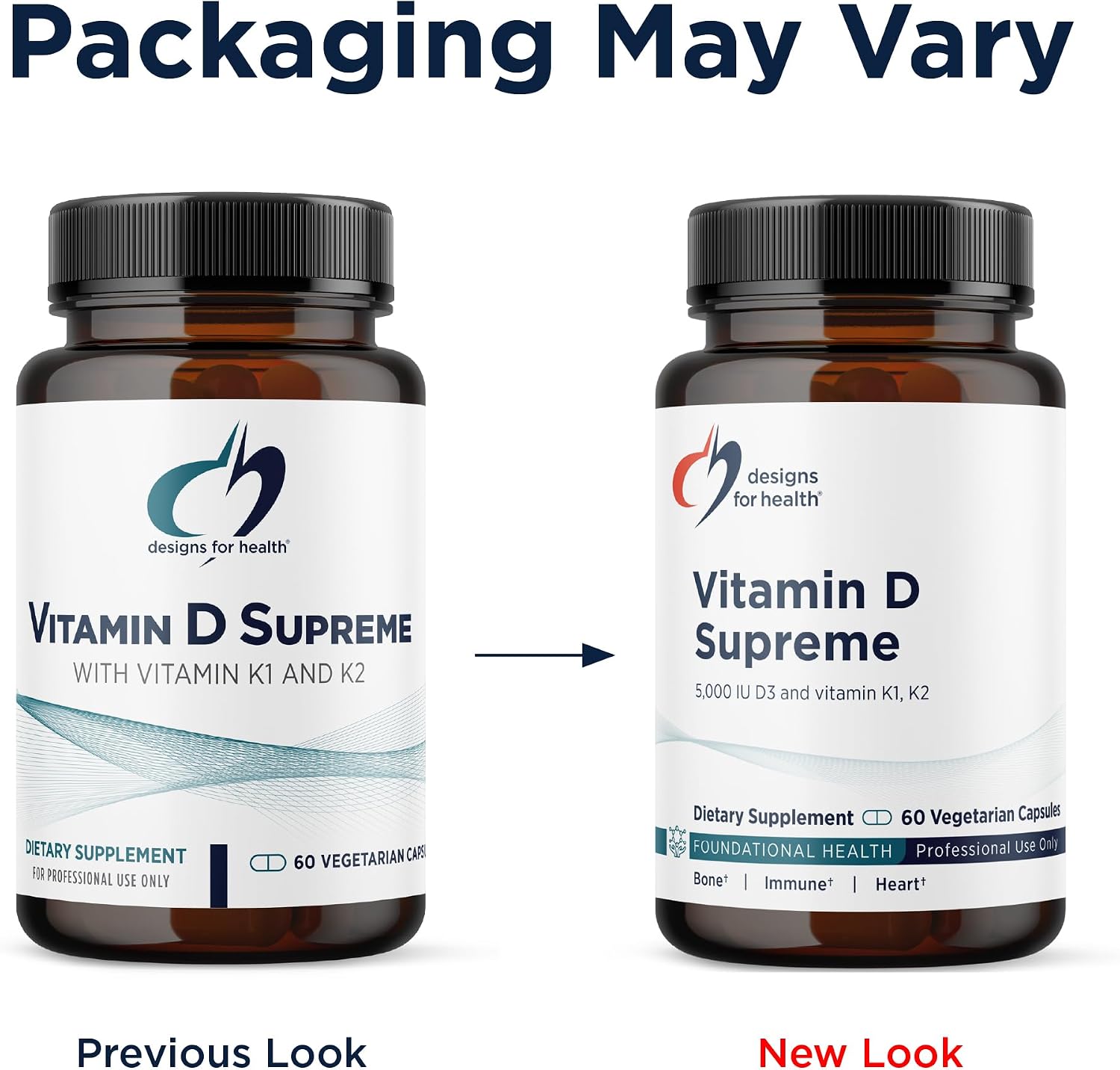 Designs for Health Vitamina D Supreme - Vitamina D3 5000 UI con 2000 mcg de Vitamina K como MK-4 para Huesos, Corazón y Sistema Inmunológico (60 Cápsulas)