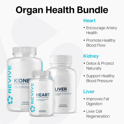 Pack de salud orgánica Revive MD para corazón, riñones e hígado – Apoyo diario con ingredientes naturales – Vegano, sin – Image 3