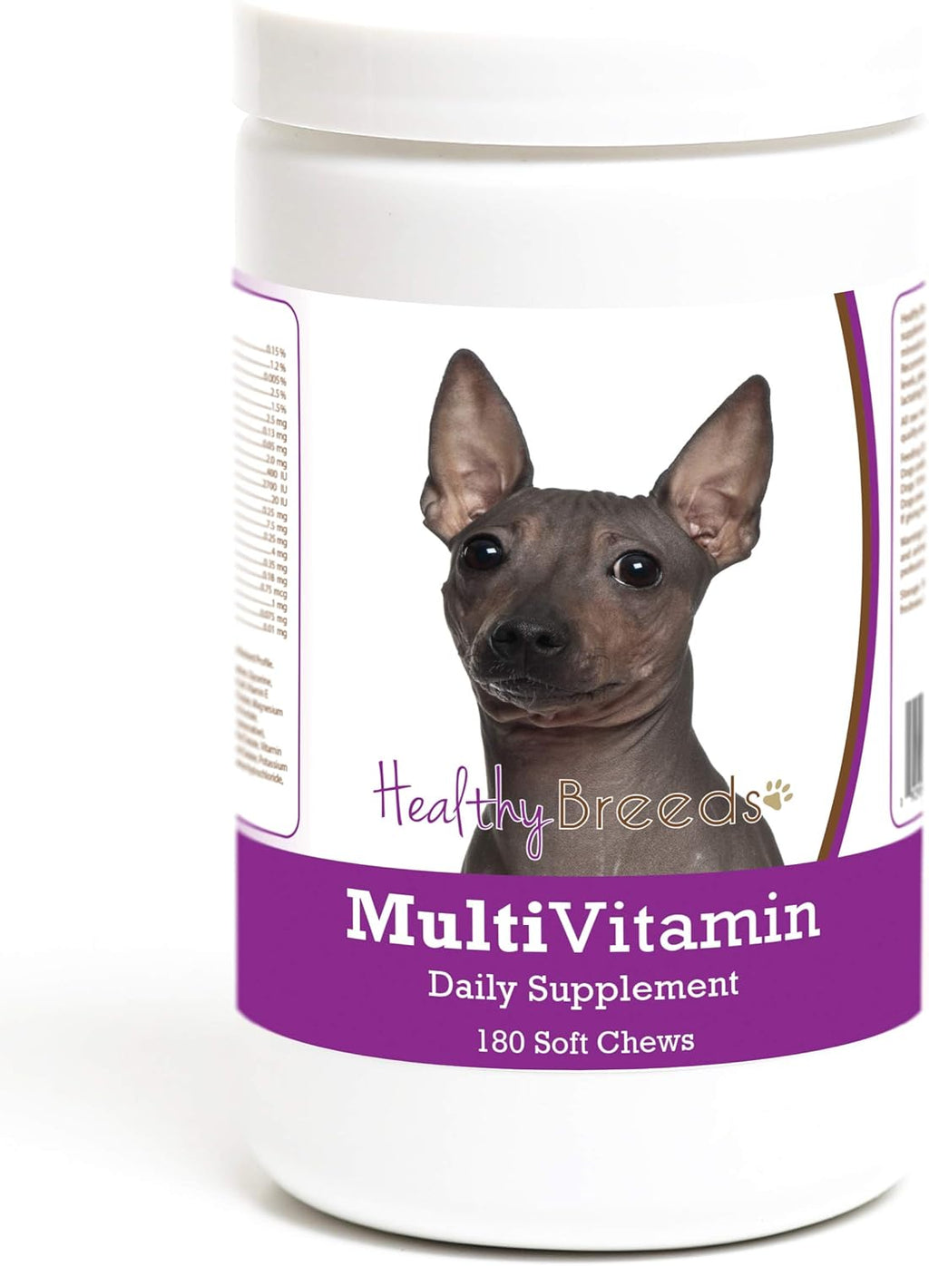 Healthy Breeds Multivitamínico en Masticables Suaves para Perros American Hairless Terrier, 180 Unidades