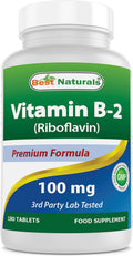 Best Naturals Vitamina B2 (Riboflavina) 100 mg 180 Comprimidos - Fórmula Premium - Probado por Laboratorio Externo