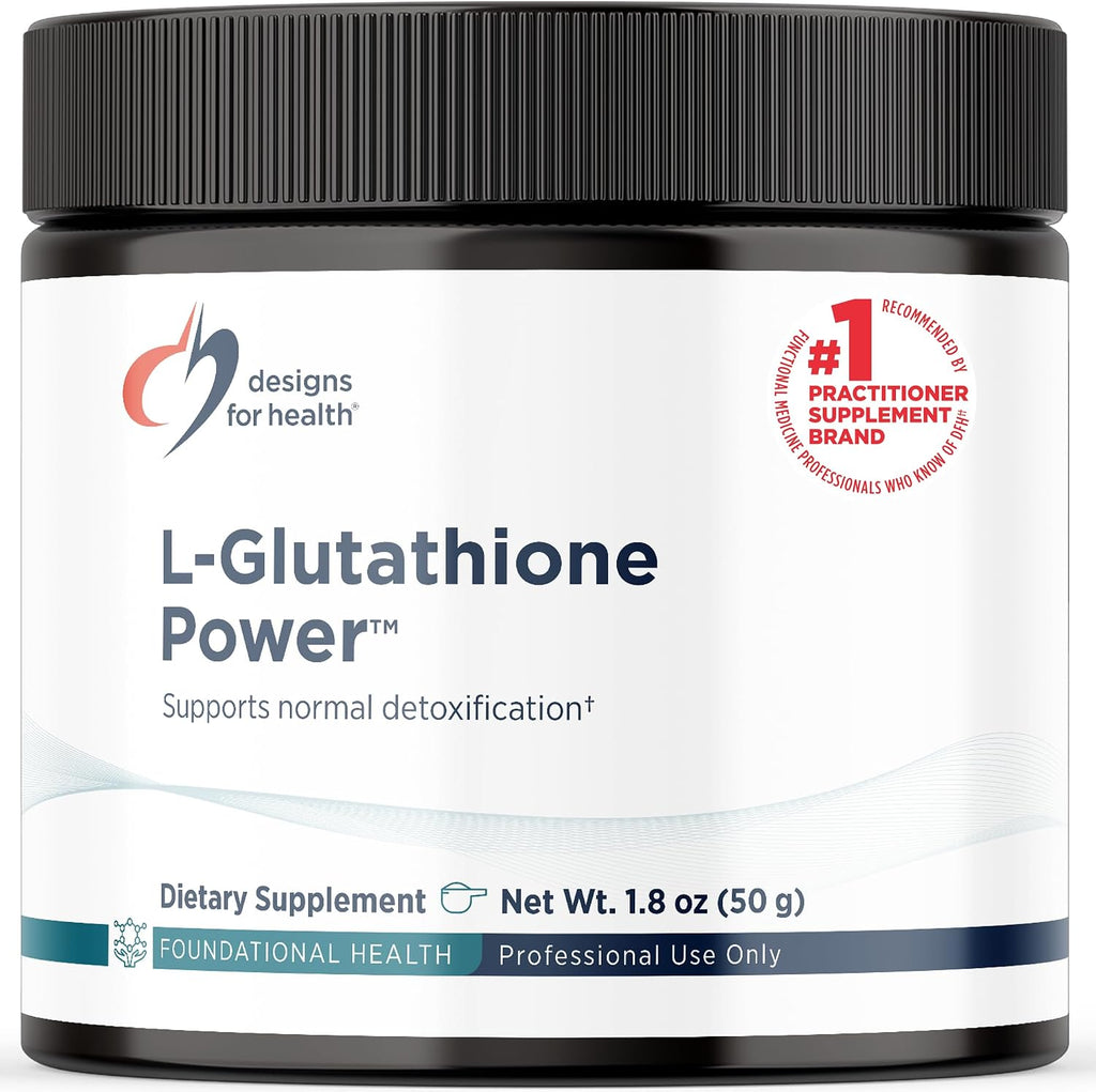 Designs for Health L-Glutathione Power 1000mg - Polvo de Glutatión Reducido para Apoyo Antioxidante y Desintoxicación (50 porciones)