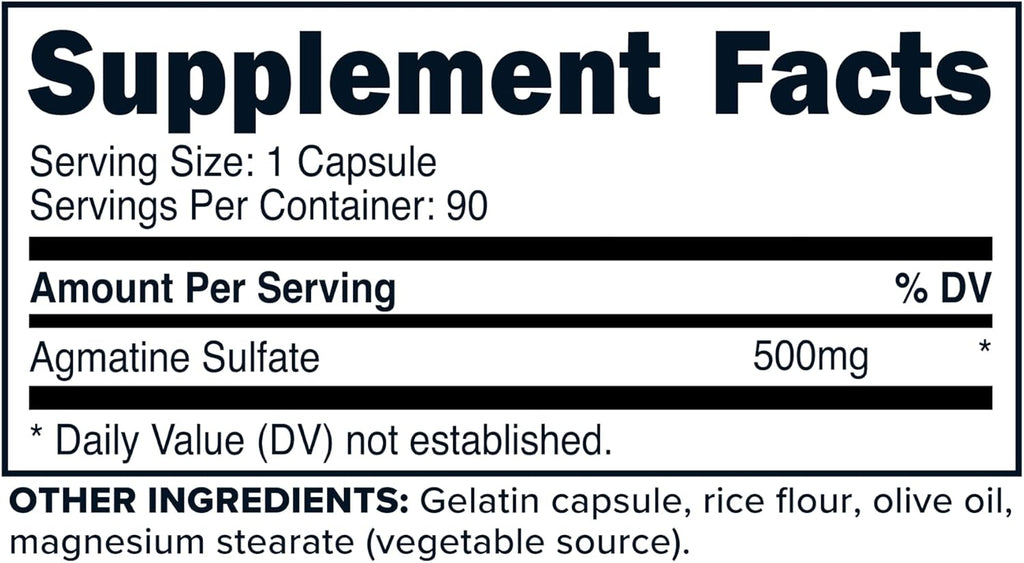 Primaforce Sulfato de Agmatina 500 mg, 90 Cápsulas - Suplemento No-GMO, Sin Gluten