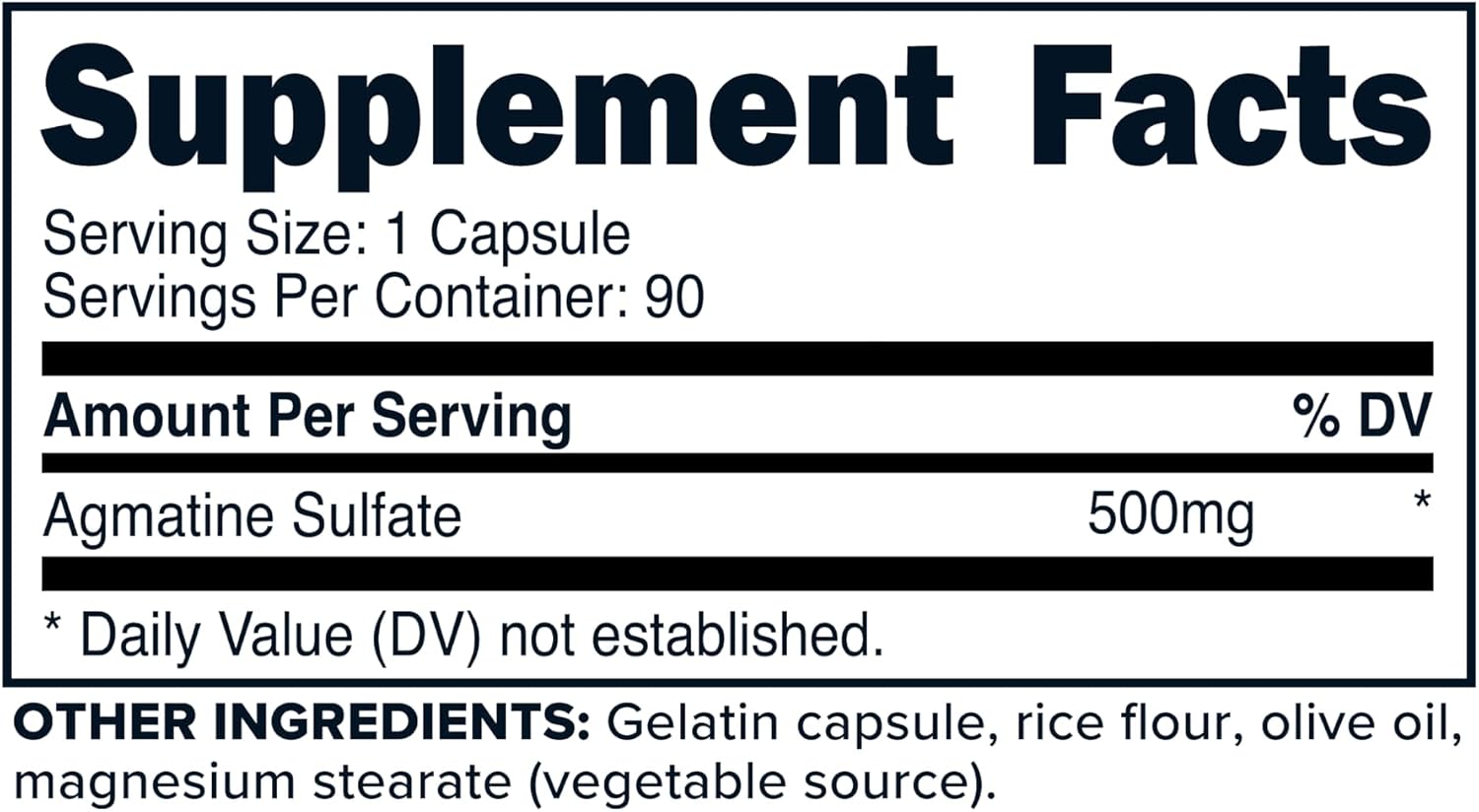 Primaforce Sulfato de Agmatina 500 mg, 90 Cápsulas - Suplemento No-GMO, Sin Gluten