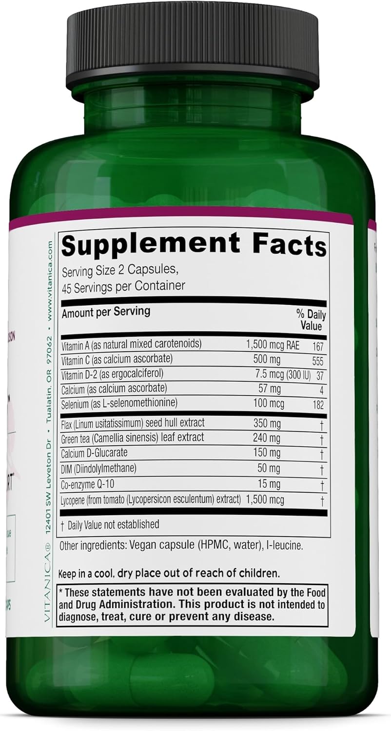 Vitanica BreastBlend - Breast Health Supplement with DIM, Antioxidants, and Vitamins - 90 Capsules