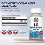 KAL Vitamina B-12 Metilcobalamina 1000 mcg - Comprimidos sabor baya natural, 60 unidades