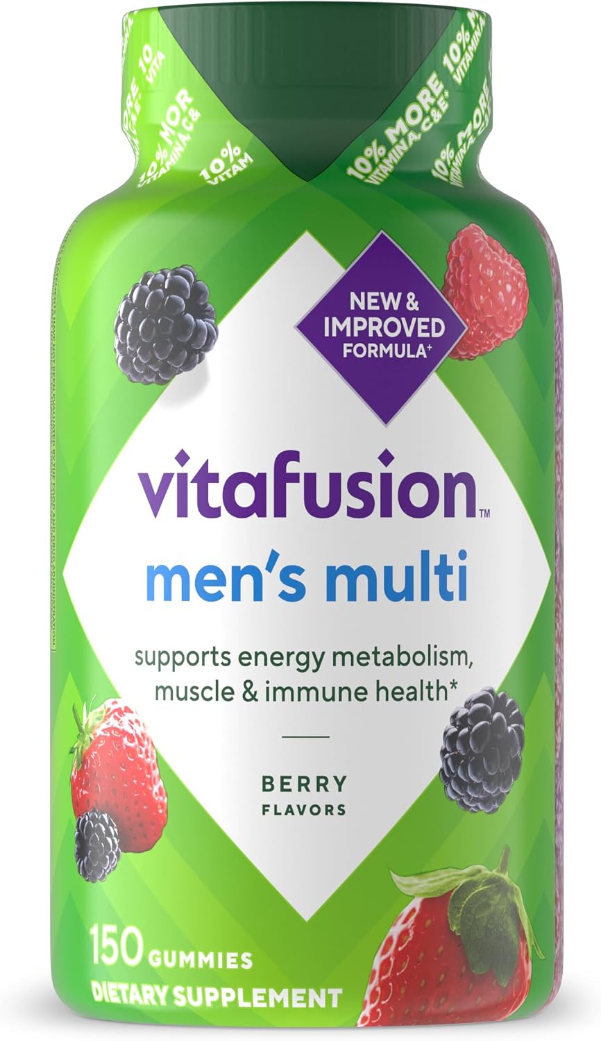 vitafusion Gomitas Multivitamínicas para Hombres Adultos, Sabor a Bayas, Suplemento con Vitaminas A, C, D, E, B6, B12, 150 unidades (75 días)