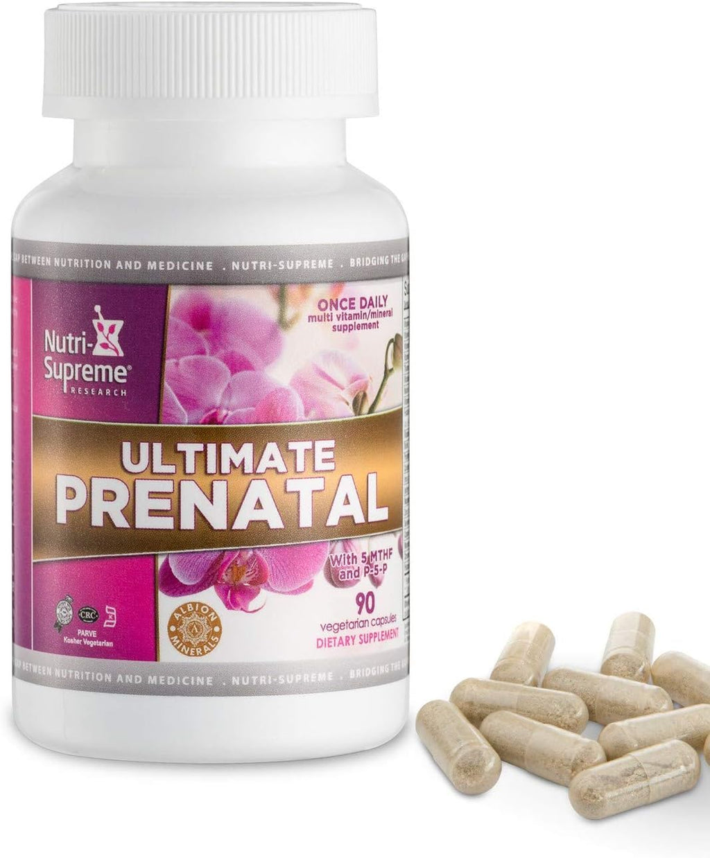 Nutri Supreme Ultimate Prenatal Vitamins, 90 Cápsulas Vegetales - 1.000 mcg de Folato, Multivitamínico de Una Toma Diaria