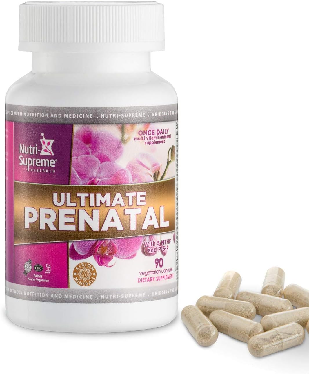 Nutri Supreme Ultimate Prenatal Vitamins, 90 Cápsulas Vegetales - 1.000 mcg de Folato, Multivitamínico de Una Toma Diaria