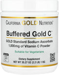 California Gold Nutrition Buffered Gold C™ – Polvo de Vitamina C No Ácida (Ascorbato Sódico) – 1 kg