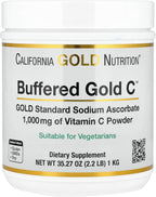 California Gold Nutrition Buffered Gold C™ – Polvo de Vitamina C No Ácida (Ascorbato Sódico) – 1 kg