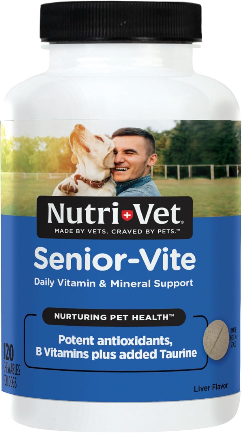 Nutri-Vet Senior-Vite Multivitamínico Masticable para Perros Mayores, 120 comprimidos