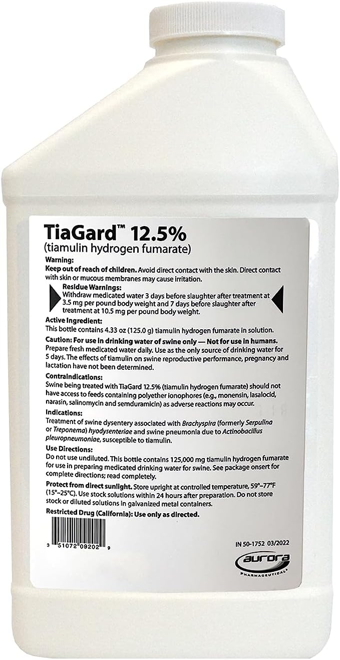 Aurora TiaGard 12.5% Concentrado Líquido, Genérico para Denagard, 1L
