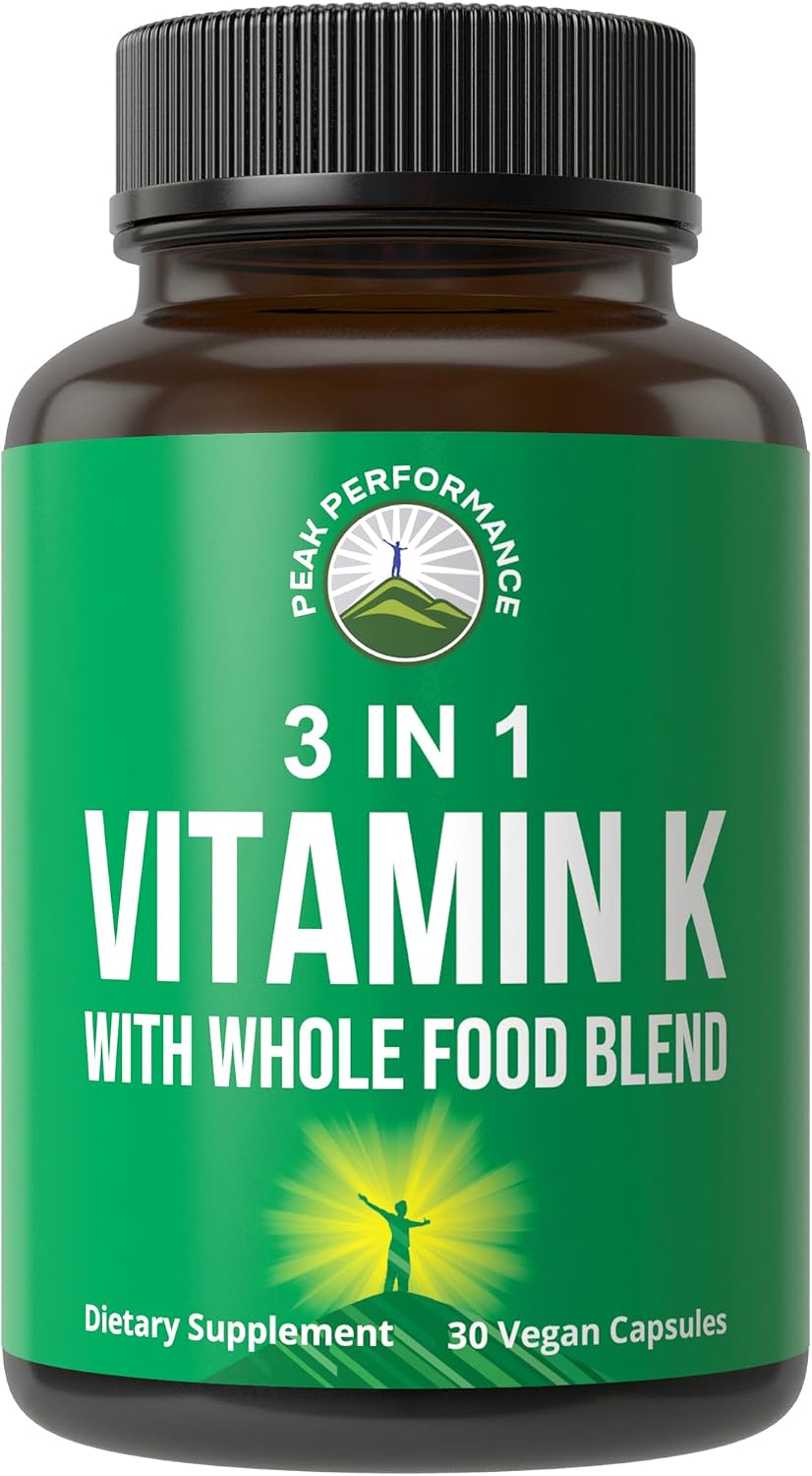 Cápsulas de Vitamina K con Mezcla de Alimentos Integrales - K1, K2 MK-4 y MK-7