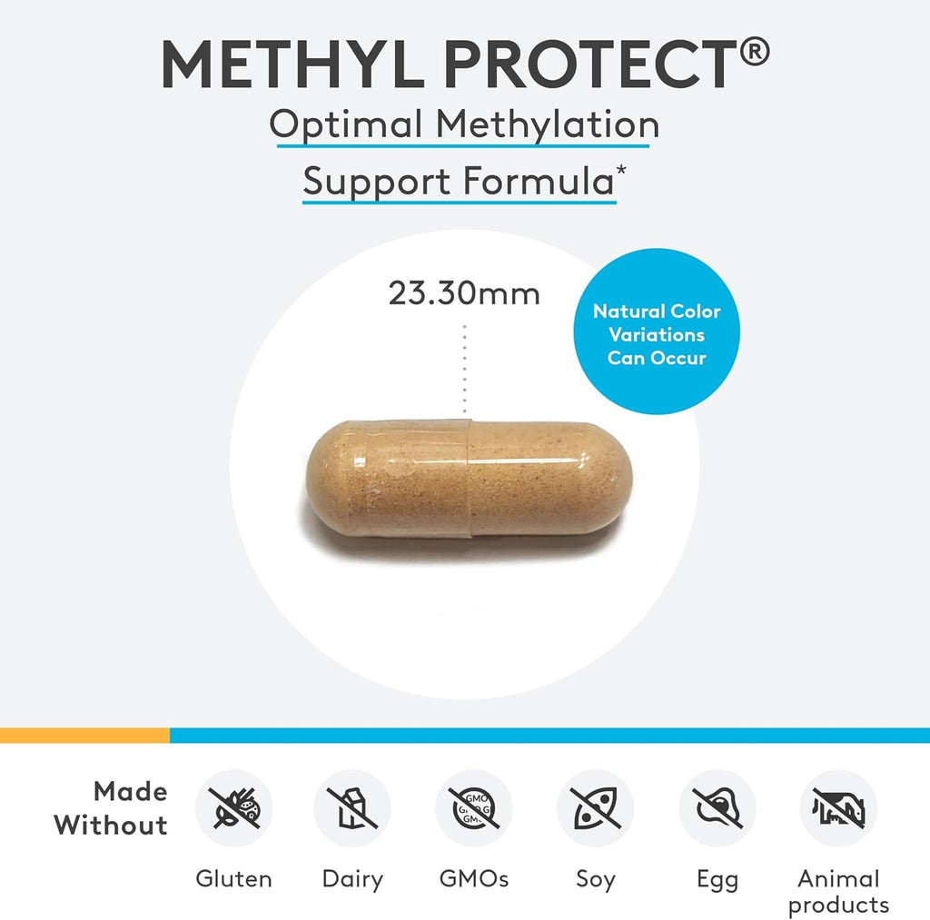 XYMOGEN Methyl Protect - 3.400 mcg 5-MTHF (Metilfolato) - Apoyo Cardiovascular y Neurológico - Vitaminas B Activadas - Vegetariano y Sin Gluten - 60 Cápsulas