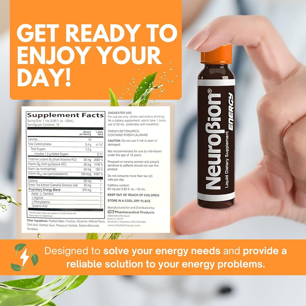 Neurobion Energy Multivitamínico Líquido + Energy Blend, 10 viales x 250 ml