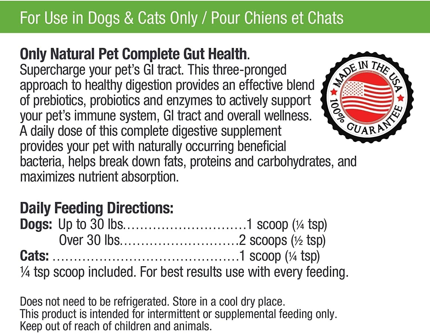 Only Natural Pet Complete Gut Health Complex - Probióticos y Enzimas Digestivas para Perros y Gatos - 99g (Pack de 2)