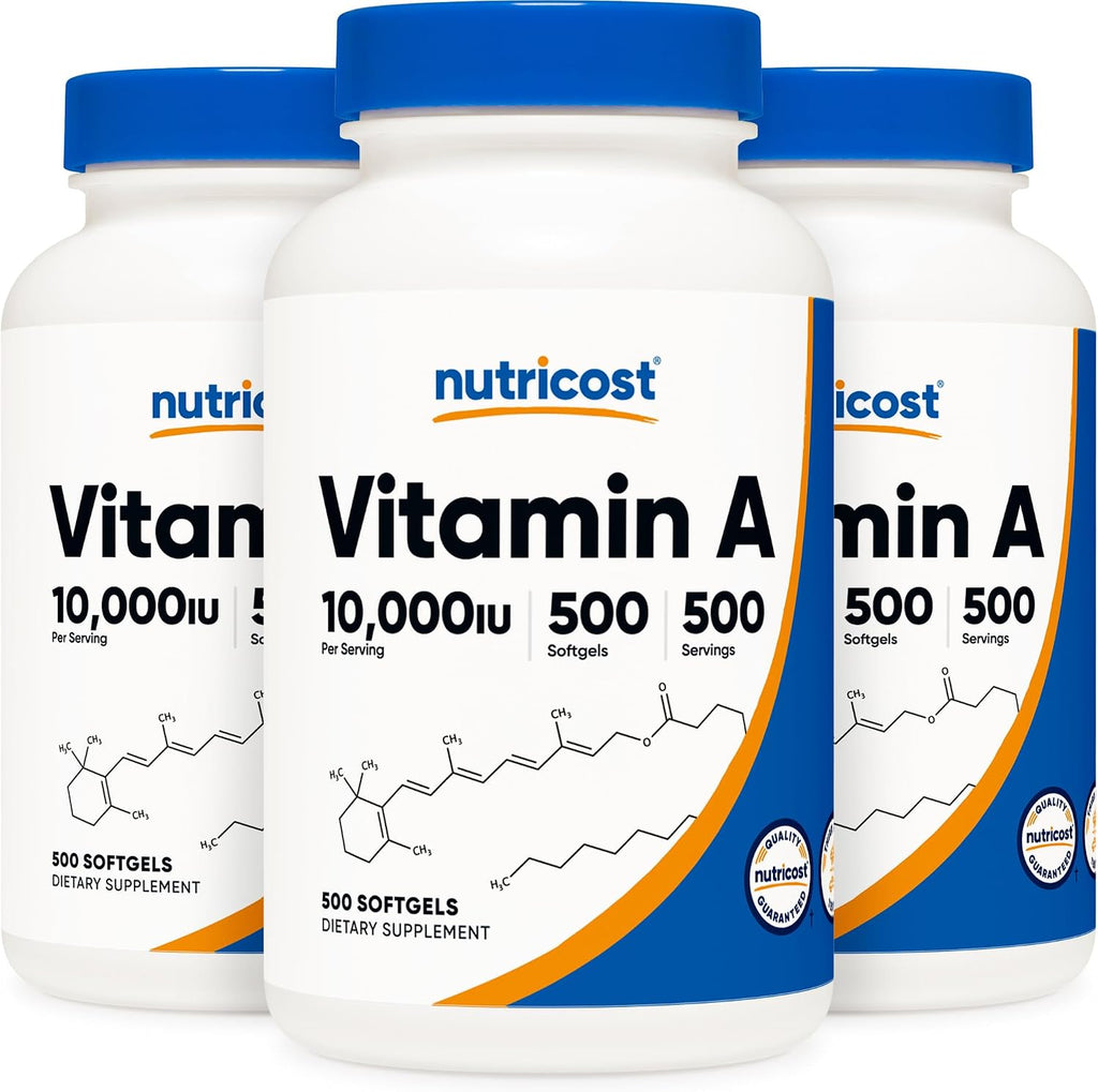 Nutricost Vitamina A 10.000 UI, 500 Cápsulas Blandas