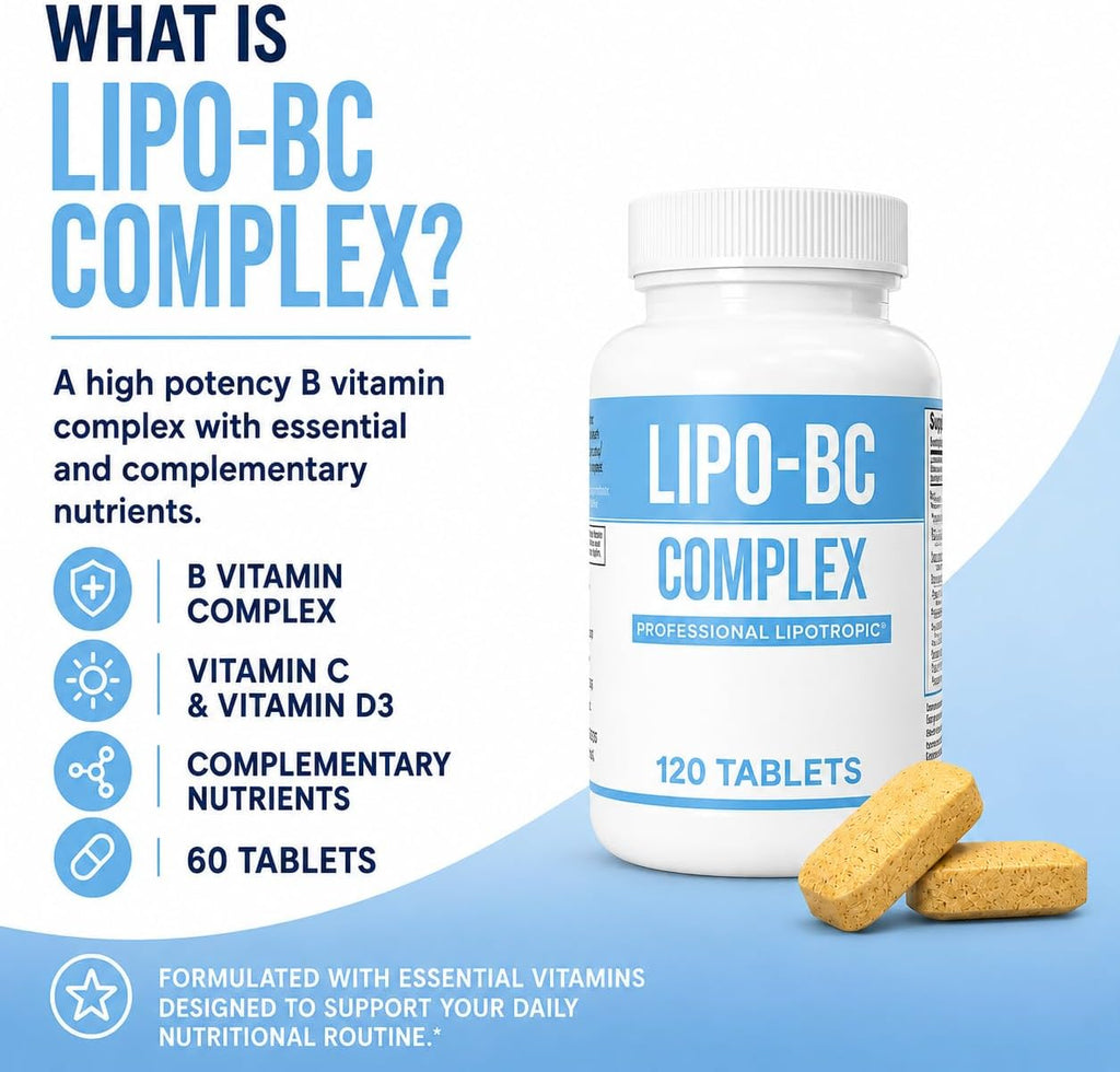Legere Lipo-BC Complejo B con Lipotrópicos, Vitamina C y D3 - 120 Comprimidos