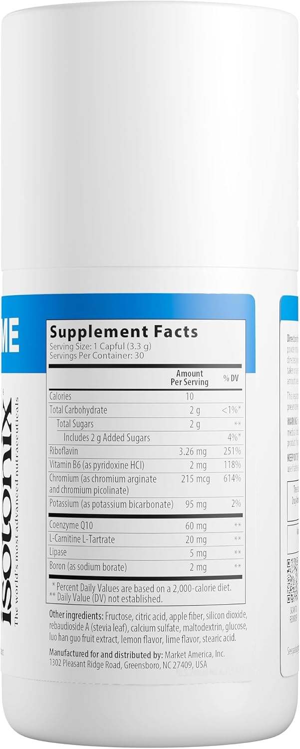 Isotonix Isochrome – Suplemento en Polvo con Cromo, Coenzima Q10 y Vitaminas para el Metabolismo Energético, Sabor Limón, 30 Raciones