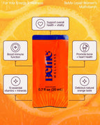BeMe Multivitamínico Líquido para Mujeres - 13 Vitaminas y Minerales - 15 Sobres, Sabor Naranja