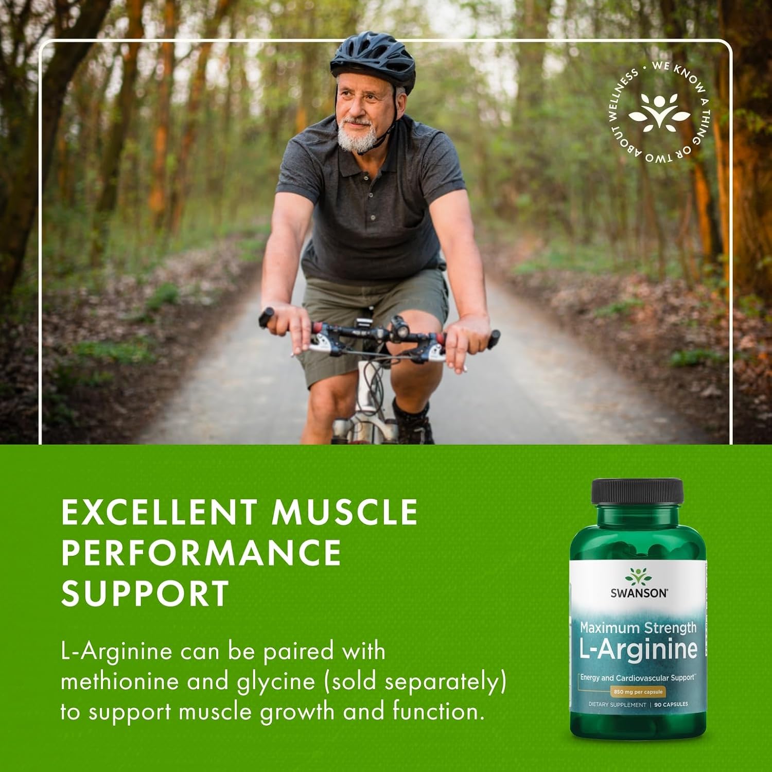 Swanson Amino Acid Super-Strength L-Arginina 850 mg - 90 Cápsulas