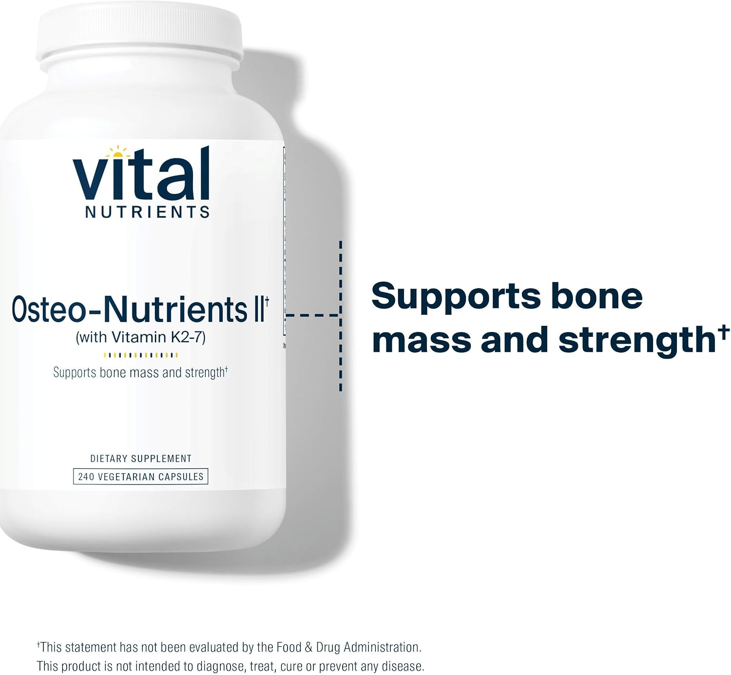 Vital Nutrients Osteo-Nutrients II - Apoyo Óseo y Cardíaco con Vitamina K2, D3, Calcio, Magnesio y Boro - 240 Cápsulas Vegetales