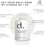 Daily Defense - Vitamina D3 y K2 2000 UI, 100 Comprimidos Masticables