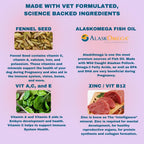 Dr Orchards Pregnancy Pro Vitaminas prenatales para perros - Suplemento premium para embarazo, lactancia y salud del cachorro, 90 comprimidos