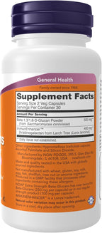 NOW Foods Beta-Glucanos con ImmunEnhancer™ y Arabinogalactano de Alerce, Extra Fuerte, 60 Cápsulas Veganas