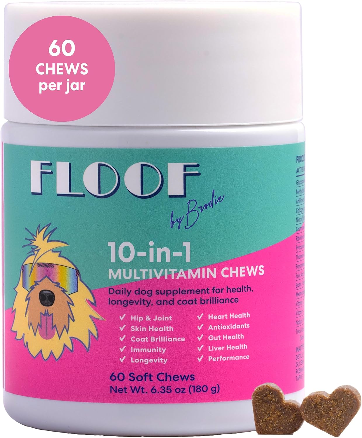 Floof by Brodie 10-en-1 Multivitamínico para Perros - 60 Masticables (180 g)