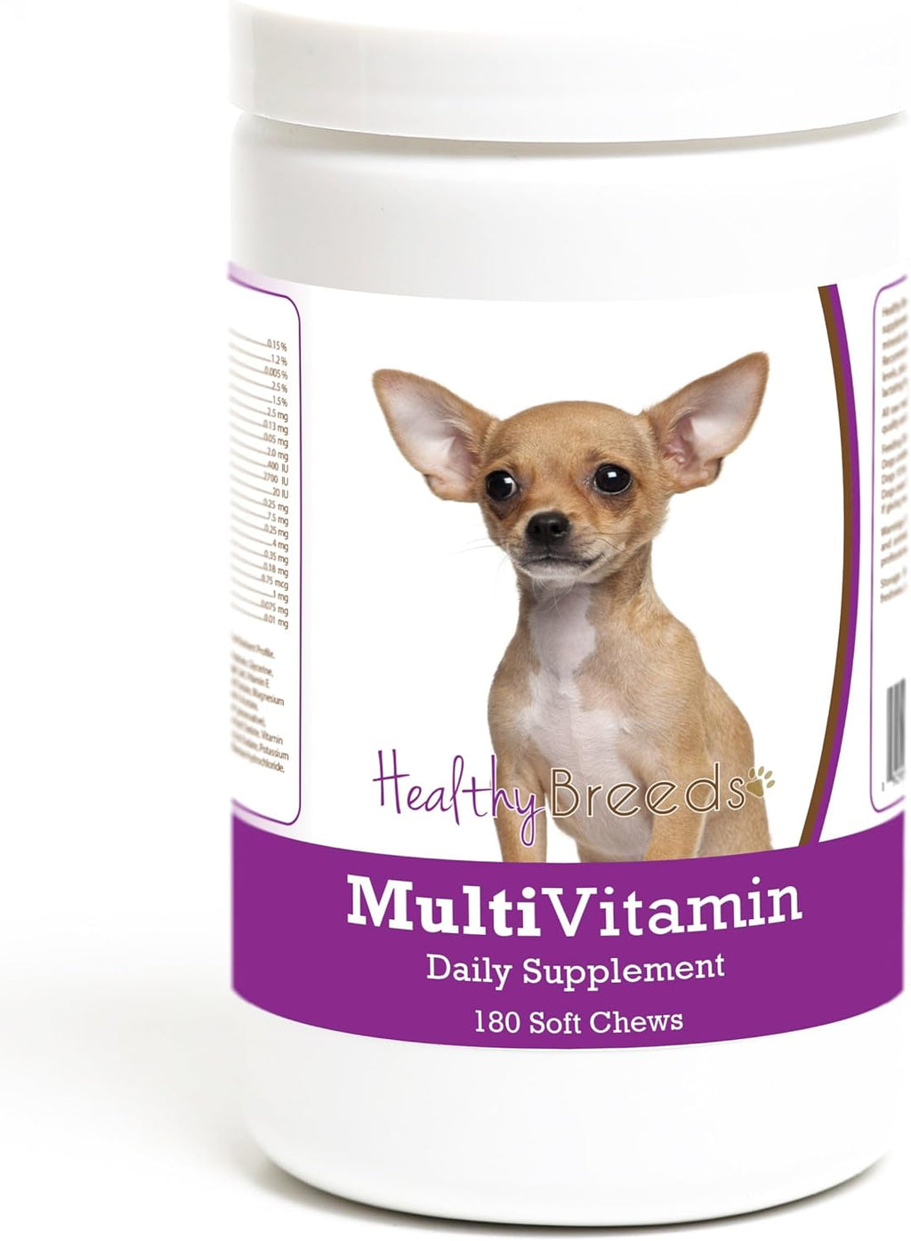 Healthy Breeds Chihuahua Multivitamínico en Masticables Suaves para Perros, 180 unidades