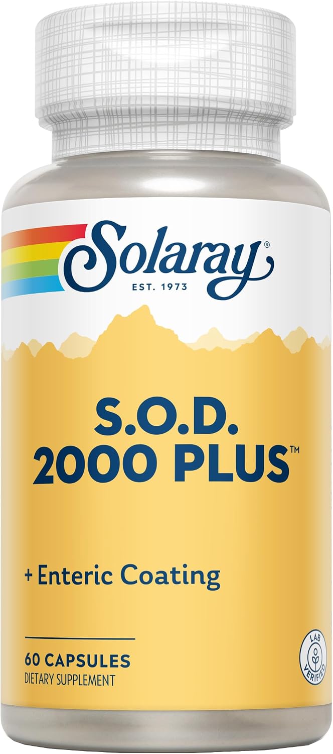 SOLARAY S.O.D. 2000 Plus - Suplemento antioxidante con SOD, catalasa y extractos herbales, 100 cápsulas