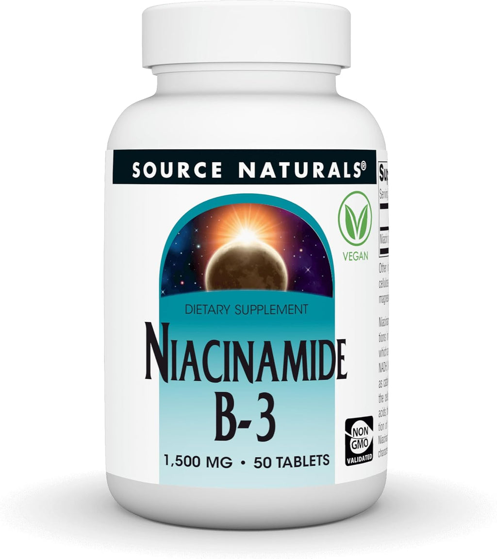 Source Naturals Niacinamide B-3, Vitamina B-3 Vegana, 1500 mg - 100 Comprimidos