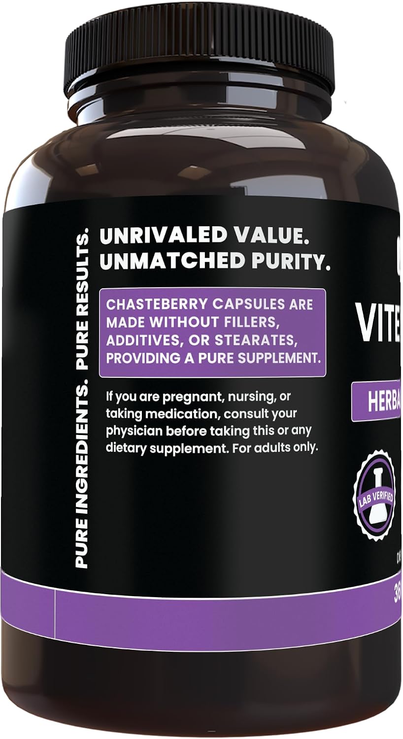 Pure Original Ingredients Vitex Berry (Chasteberry) – 365 Cápsulas, Sin Rellenos, Puro