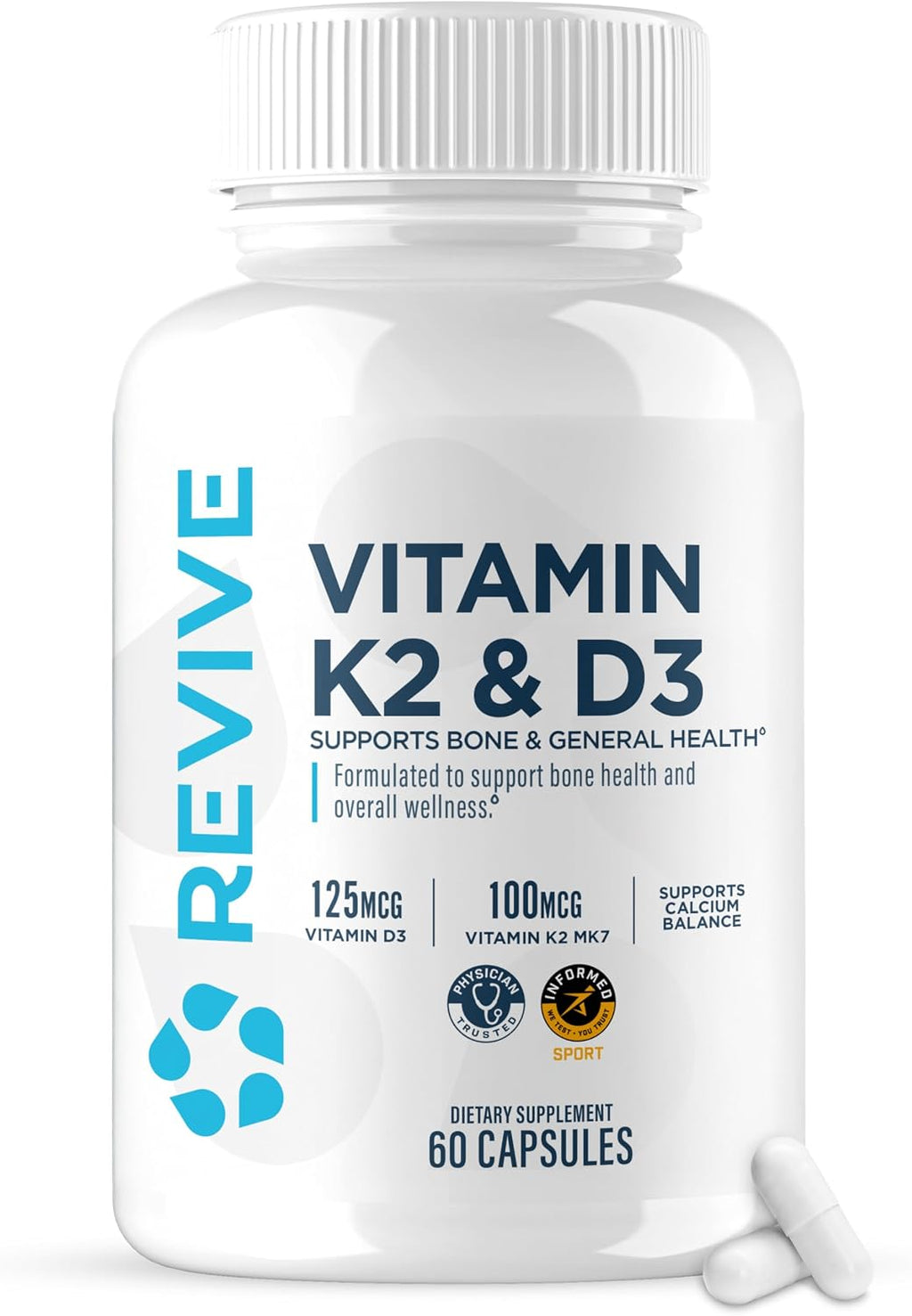 Revive MD Vitamina D3 y K2, 5000 UI, 60 cápsulas