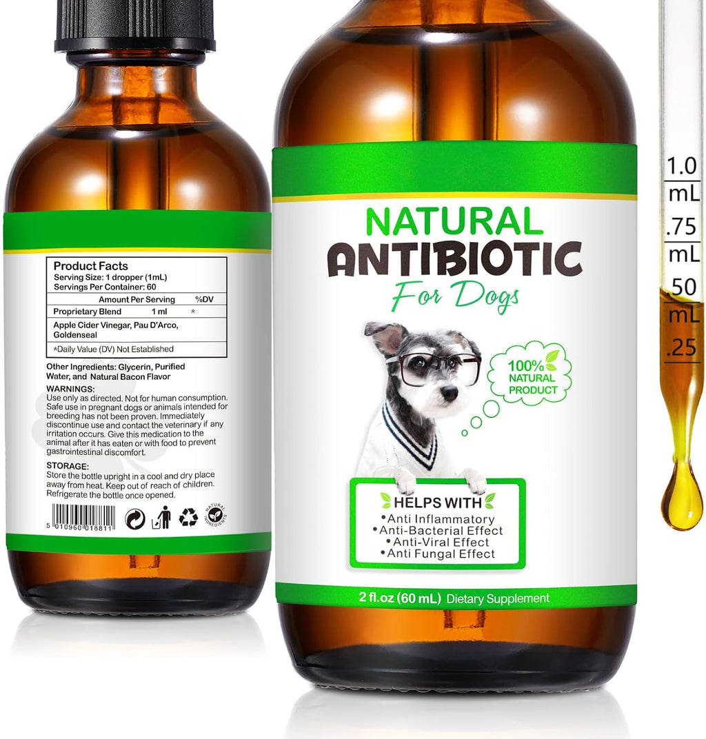 Antibióticos Naturales para Perros (2 Pack) - Suplemento Líquido a Base de Hierbas