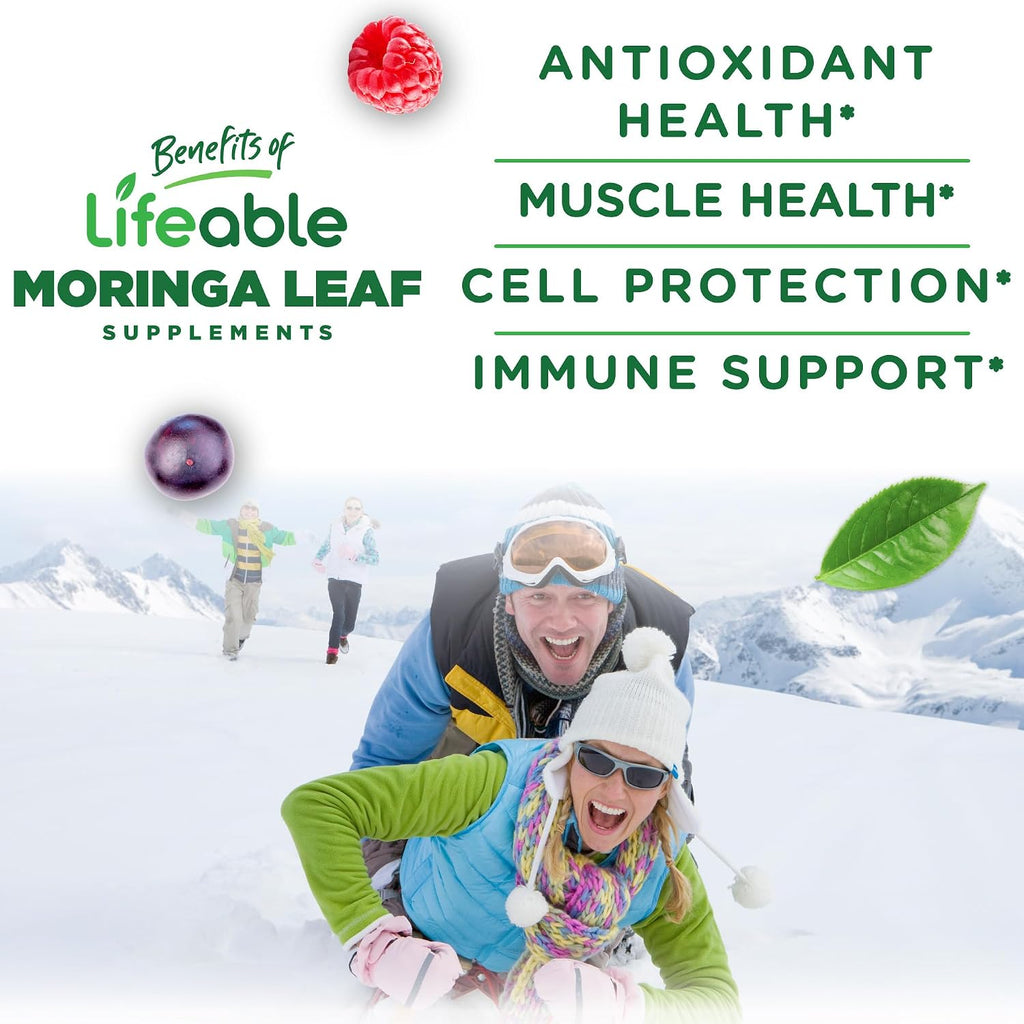 Lifeable Gomitas de Moringa para Adultos | 400 mg de Extracto de Moringa | Sabor Fresa | 60 Gomitas