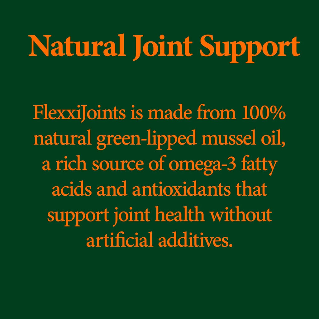 FlexxiJoints Omega-3 para Perros - Aceite de Mejillón de Labios Verdes (60 Cápsulas Blandas)
